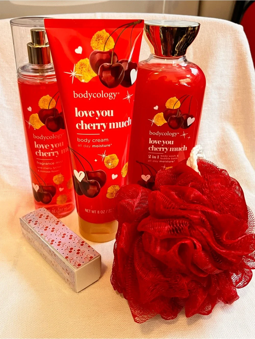Bodycology Love You Cherry Much Red Body Cream & Wash Bundle